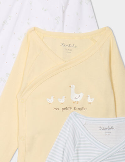 Lot 3 bodies croisés manches longues jaune clair bébé