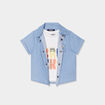 Ensemble 2 pièces débardeur chemise jean denim bleach bébé garçon