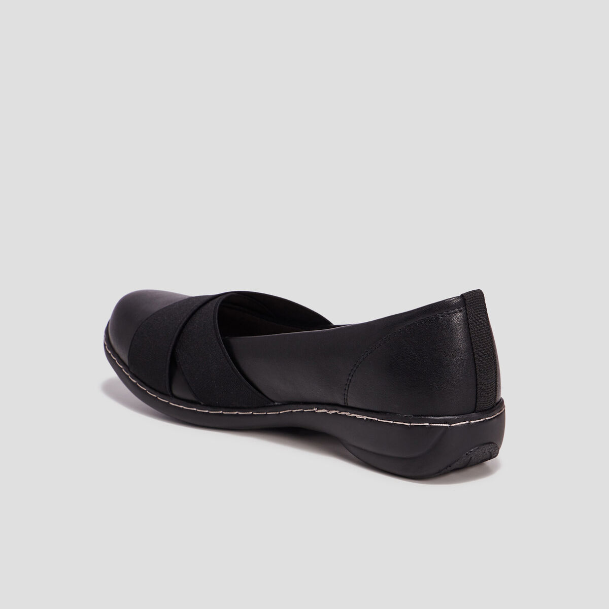 Ballerines compensées en cuir noir femme