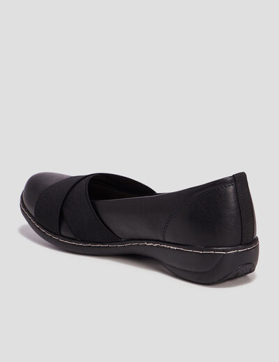 Ballerines compensées en cuir noir femme