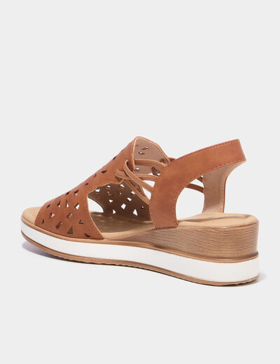 Sandales compens&eacute;es 5 cm marron femme