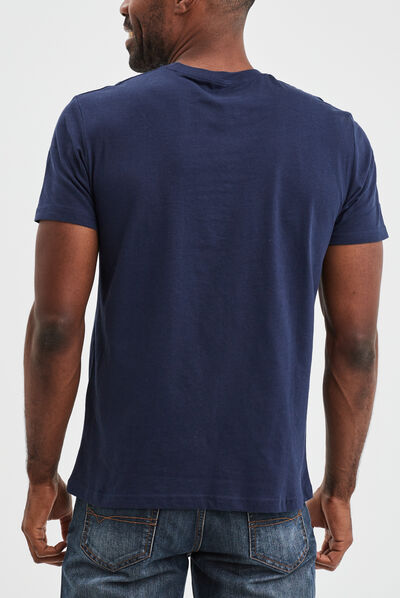 T-shirt en coton manches courtes bleu marine homme