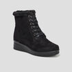 Bottines fourrées compensées pied large noir femme