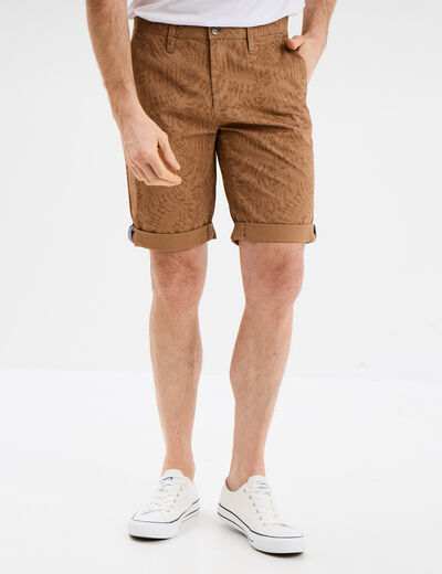 Bermuda short chino droit coton stretch sable homme