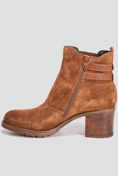 Bottines en cuir marron femme