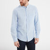 Chemise col mao lin mélangé bleu ciel homme