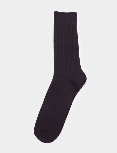 Lot 2 paires chaussettes côtelées noir homme