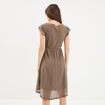 Robe longueur genou dentelle &eacute;vas&eacute;e marron fonc&eacute; femme