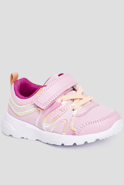 Baskets running à scratchs Rexited rose bébé fille