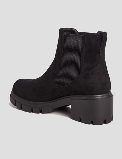 Bottines chelsea talons crantés noir femme