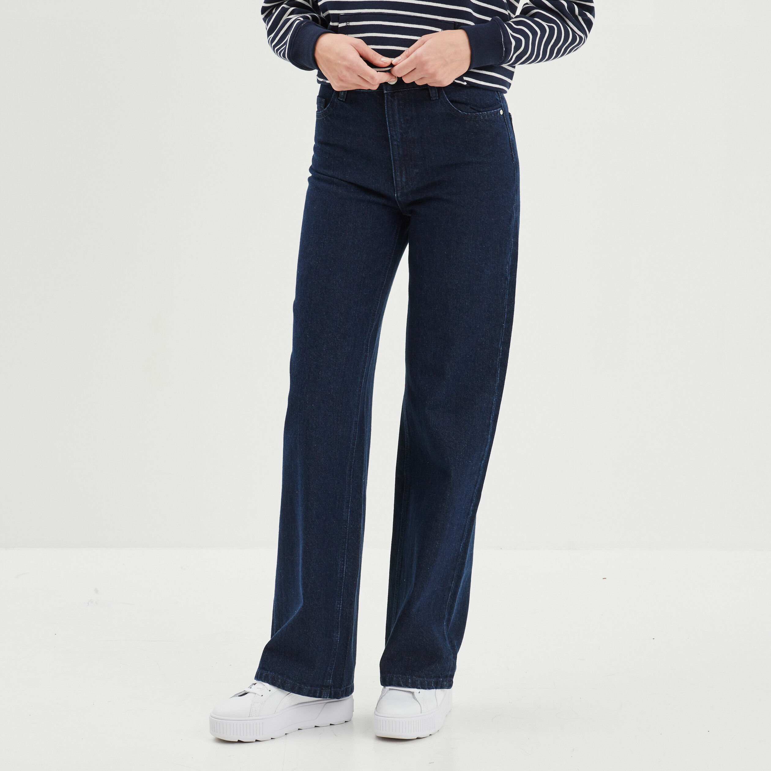 Jeans wide leg taille haute coton denim brut femme CREEKS