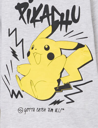 Ensemble pyjama coton Pok&eacute;mon Pikachu gris gar&ccedil;on