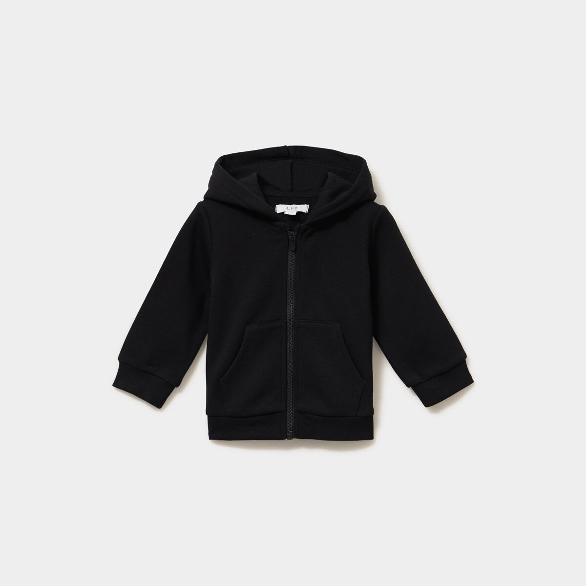 Sweat zipp&eacute; molletonn&eacute; &agrave; capuche noir b&eacute;b&eacute; gar&ccedil;on