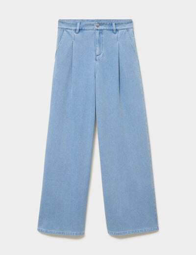 Jean large &agrave; pinces denim triple stone femme
