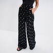 Pantalon fluide large crêpe noir femme