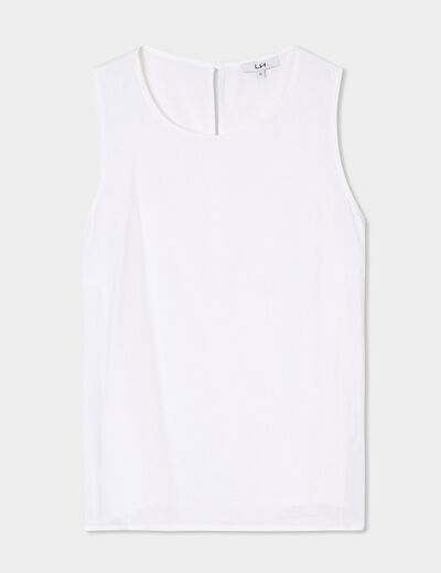 Blouse sans manches lin mélangé blanc femme
