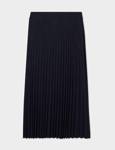 Jupe midi plissée patineuse bleu foncé femme