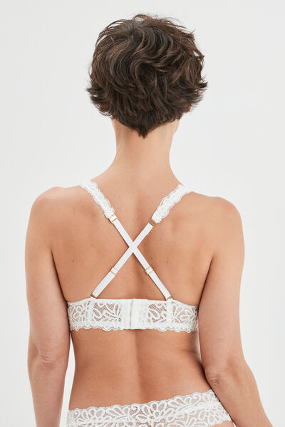 Soutien-gorge foulard dentelle mousseuse blanc femme