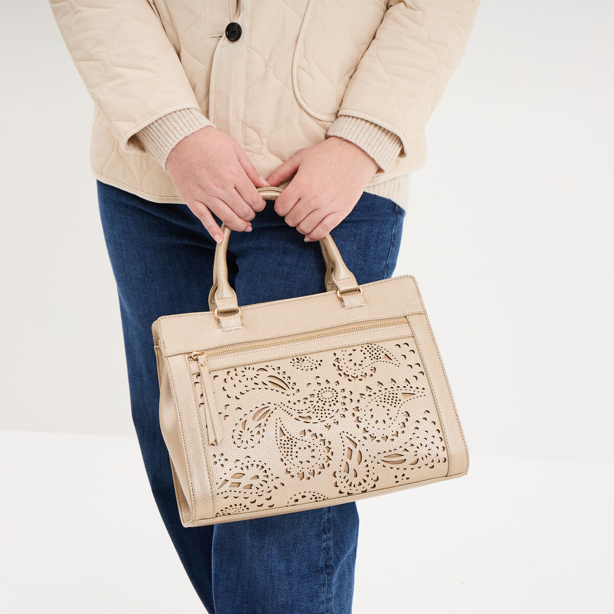 Sac rectangulaire bandouli&egrave;re ajustable couleur or femme