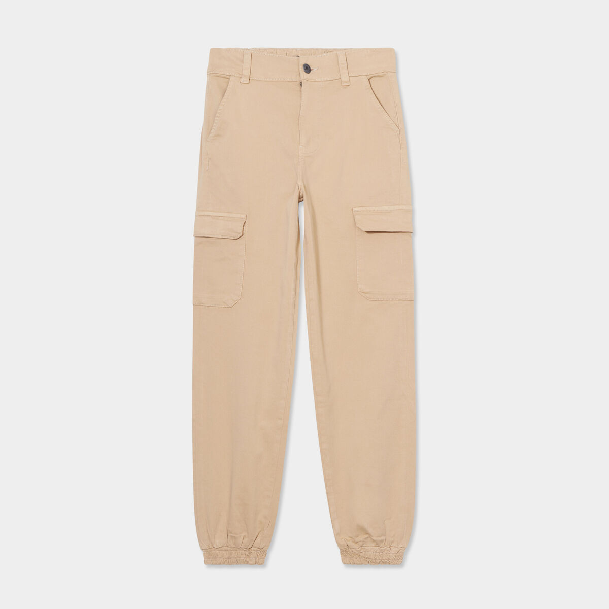 Pantalon cargo taille haute ajustable sable femme