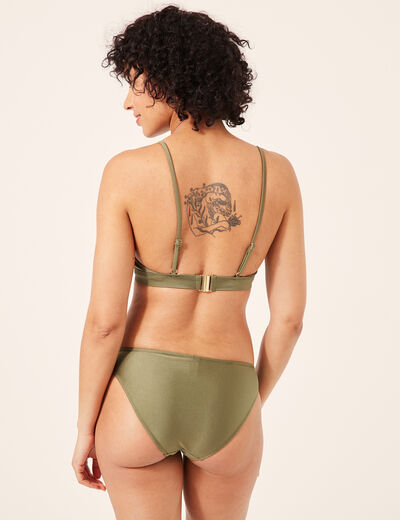 Haut de maillot brassière avec anneaux vert kaki femme