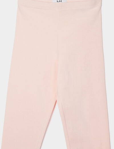 Legging long coton taille élastiquée rose clair fille