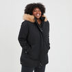 Parka &agrave; capuche bordure fausse fourrure noir femme grande taille