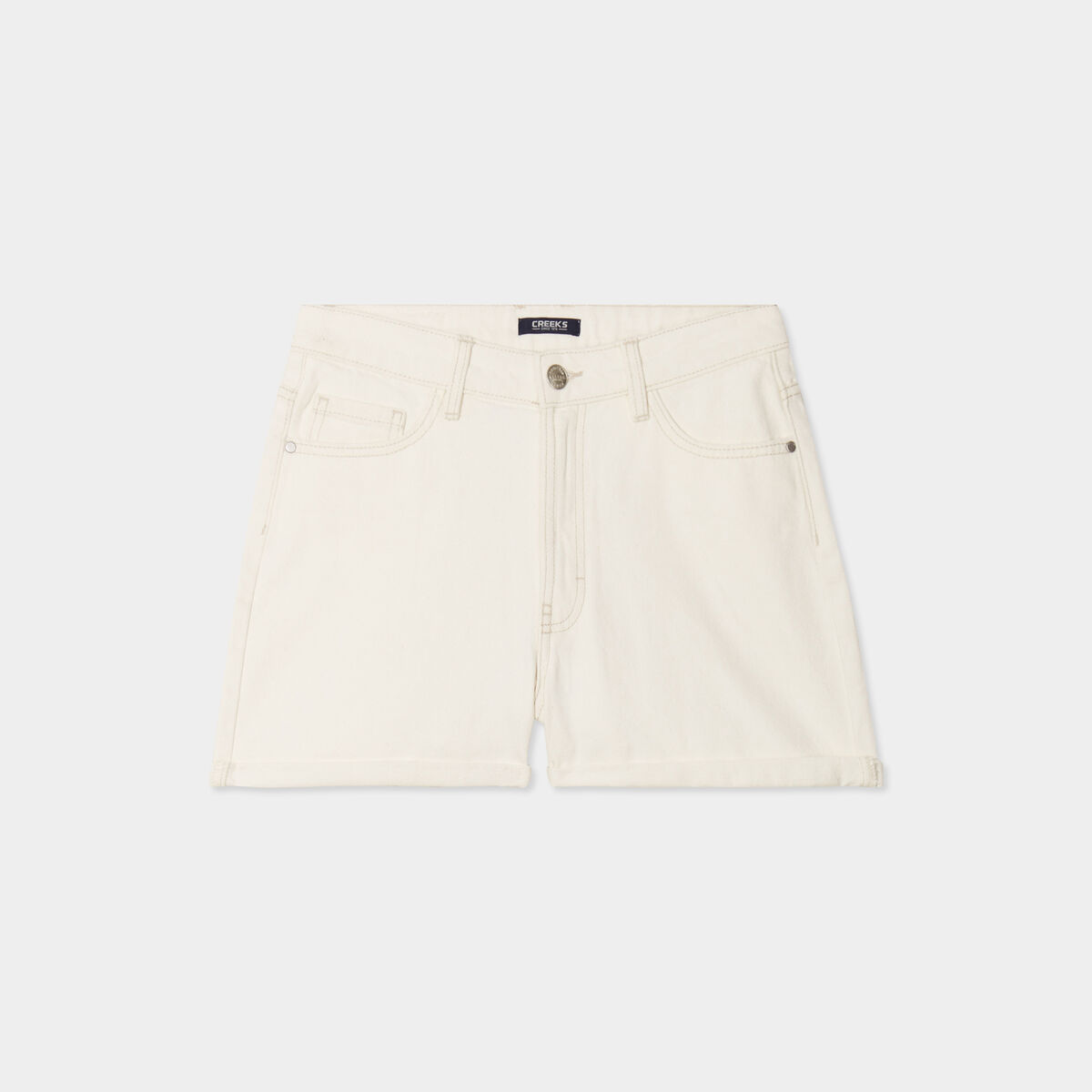 Short mom coton Creeks blanc femme