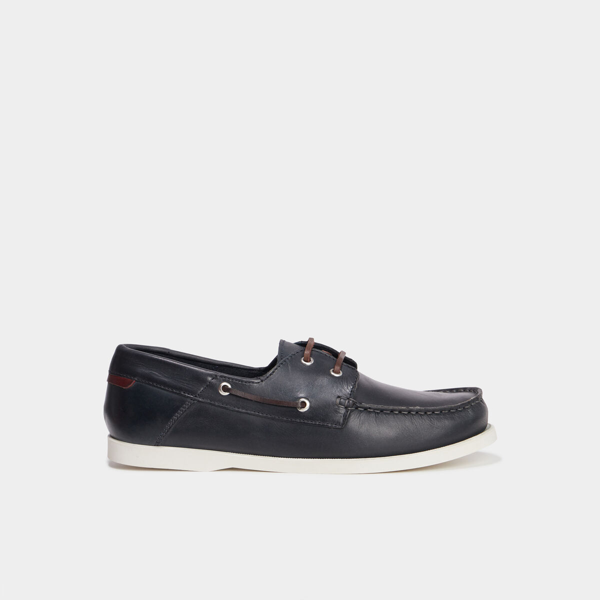 Chaussures bateau en cuir bleu marine homme