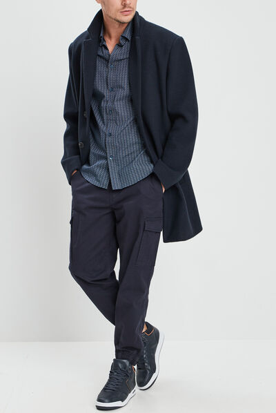 Chemise droite manches longues bleu homme