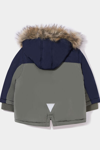 Parka à capuche imitation fourrure vert kaki bébé garçon