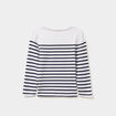T-shirt marini&egrave;re coton manches longues blanc gar&ccedil;on