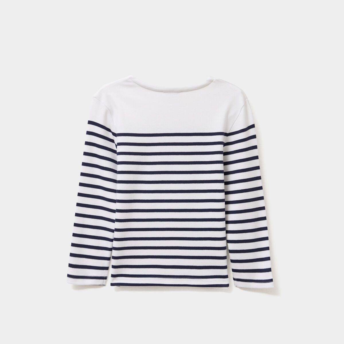 T-shirt marini&egrave;re coton manches longues blanc gar&ccedil;on
