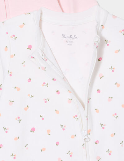 Lot 2 dors-bien coton zippés ecru bébé fille