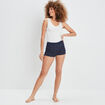 Bas de pyjama short liseré dentelle bleu marine femme