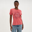 T-shirt ajust&eacute; manches courtes coton vieux rose femme