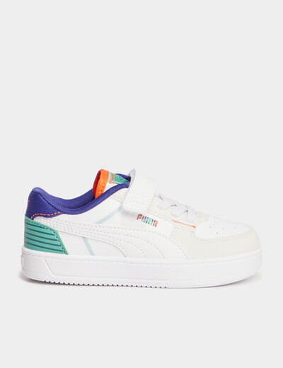 Tennis basses à scratchs Puma Cavenbett blanc bébé garçon