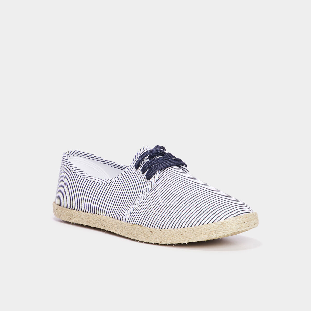 Derbies en toile &agrave; lacets bleu marine femme