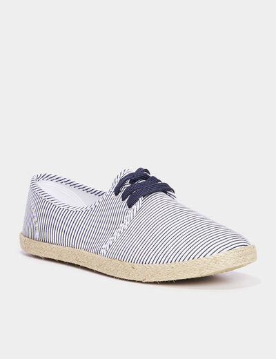 Derbies en toile à lacets bleu marine femme