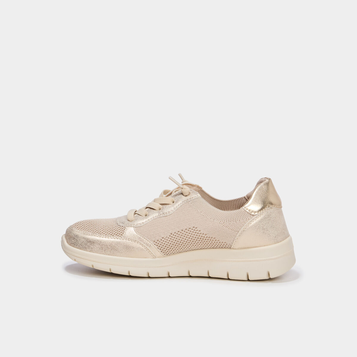 Tennis basses &agrave; lacets pied large sable femme