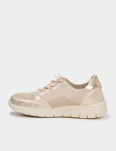 Tennis basses &agrave; lacets pied large sable femme