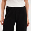 Pantalon large effet crochet &eacute;lastiqu&eacute; noir femme