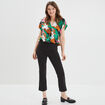 Blouse bijoux col en V manches courtes ecru femme