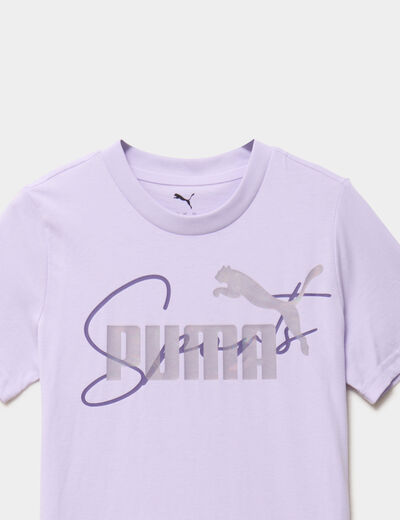 T-shirt col rond coton Puma parme fille