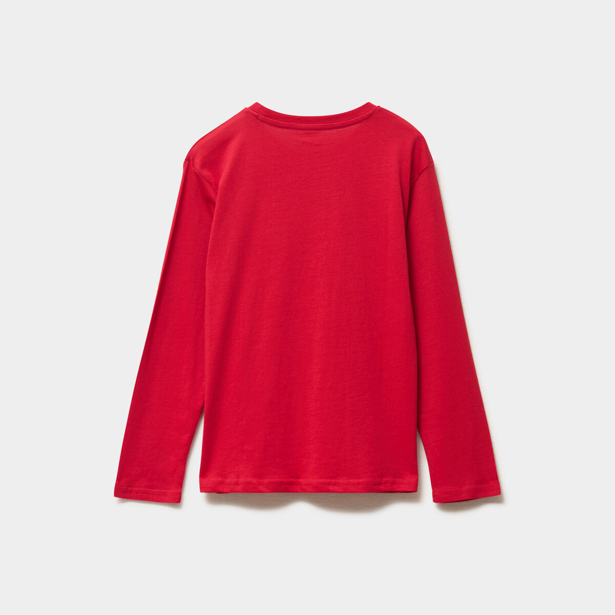 T-shirt de No&euml;l manches longues coton rouge gar&ccedil;on