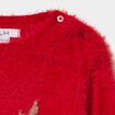 Pull mailles duveteuses col rond rouge b&eacute;b&eacute; fille