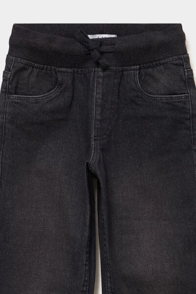 Jeans regular taille &eacute;lastiqu&eacute;e denim noir gar&ccedil;on
