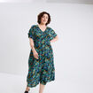 Robe fluide longue col en V vert émeraude femme grande taille