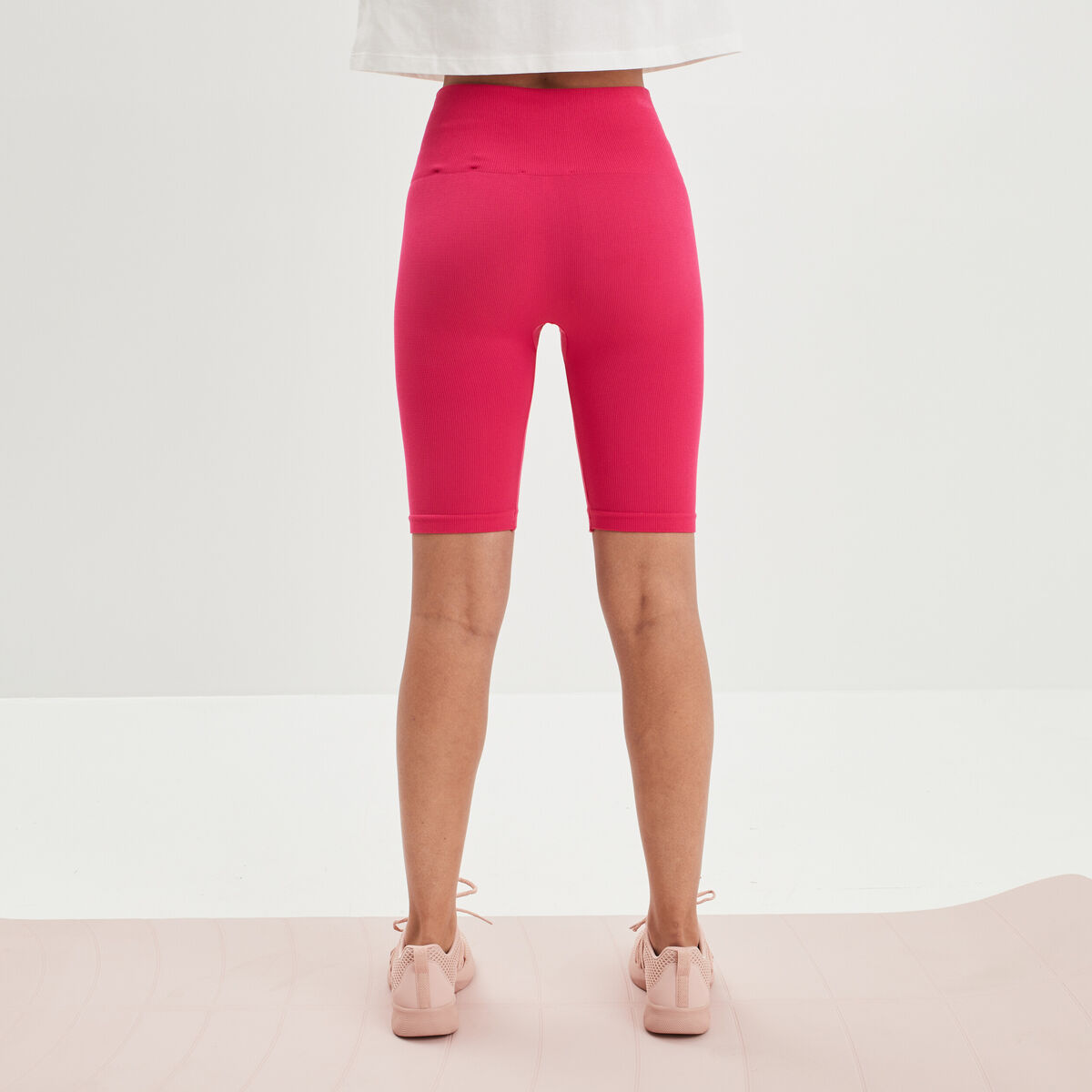 Legging cycliste taille haute rose vif femme