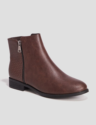Bottines plates marron femme